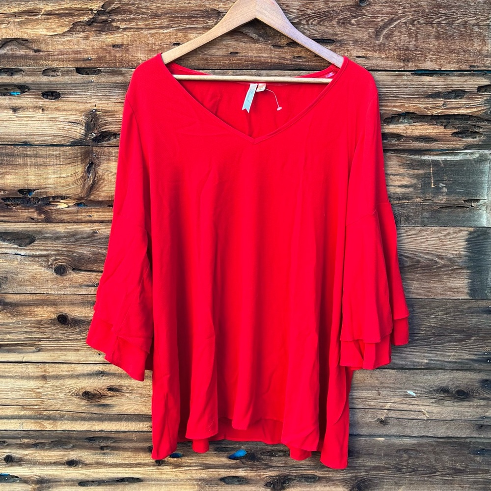 CHENAULT | Elegant Red Women's Top 1X